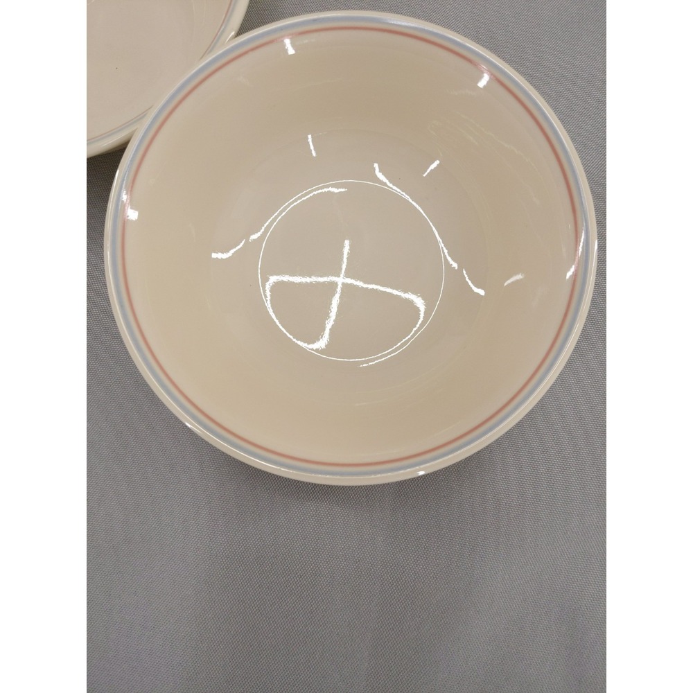 Corelle English Breakfast 6 1/4" Cereal Bowls Lot of 2 Pink & Blue Stripes - Picture 2 of 8